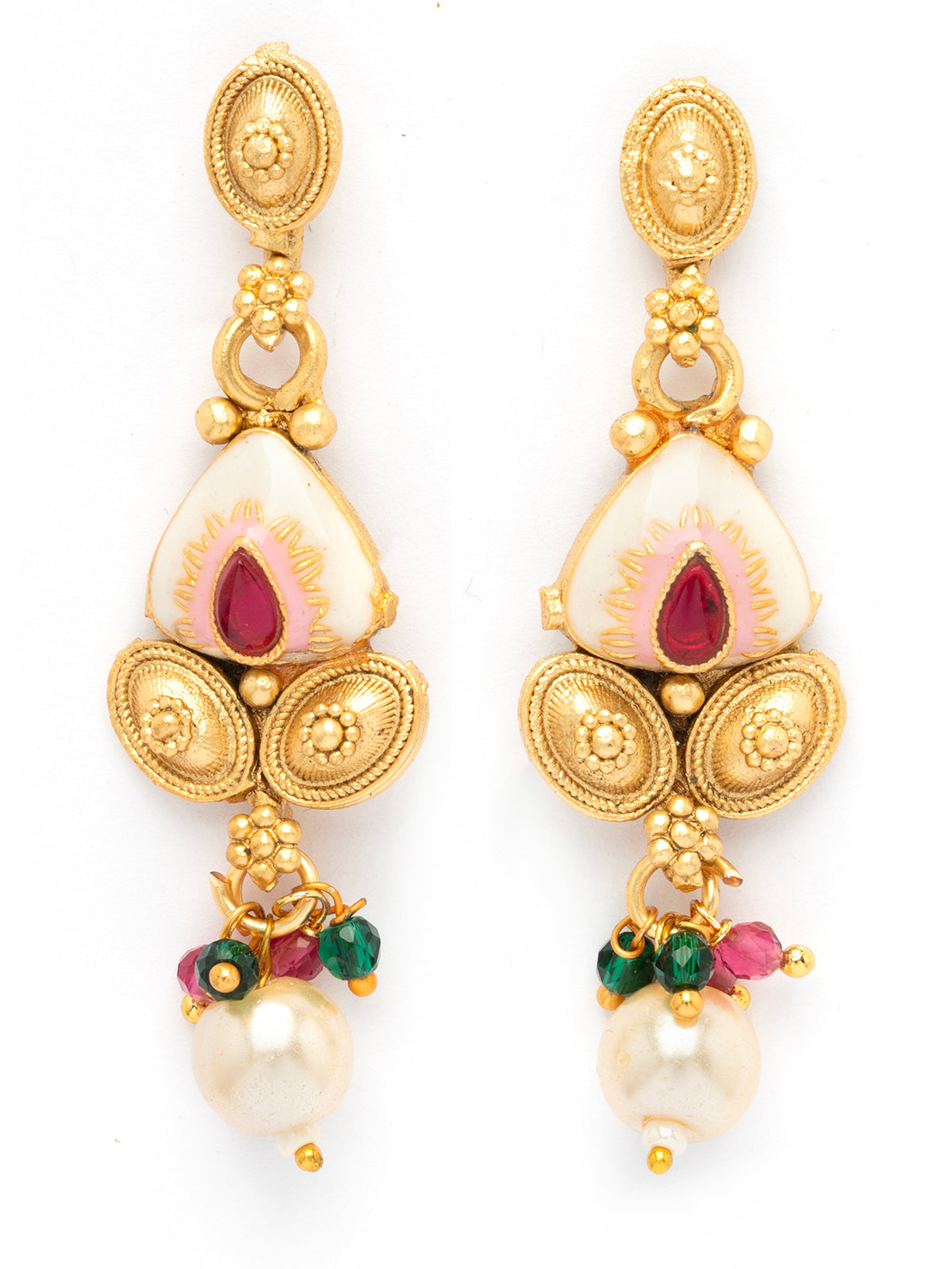 Sukkhi Classic-Inspired Kundan Studded with Meenark Work Gold Plated Choker Necklace With Dangle Earring Jewellery For Women|NS106977