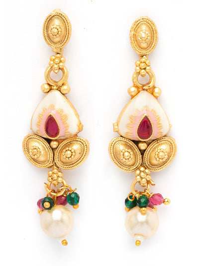 Sukkhi Classic-Inspired Kundan Studded with Meenark Work Gold Plated Choker Necklace With Dangle Earring Jewellery For Women|NS106977