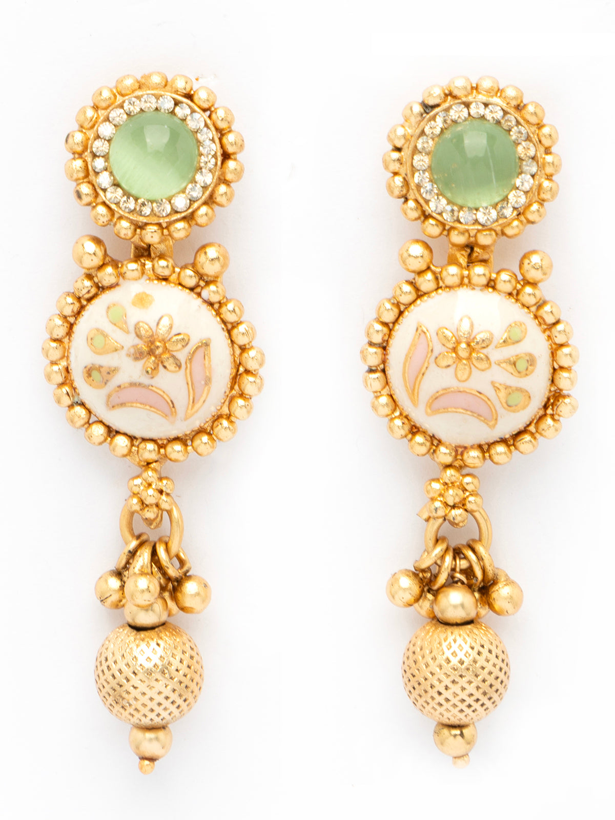 Sukkhi Stylish Gold Plated Meenakri with AD Stones Studded Choker Necklace & Dangle Earring Jewellery For Women|NS106980