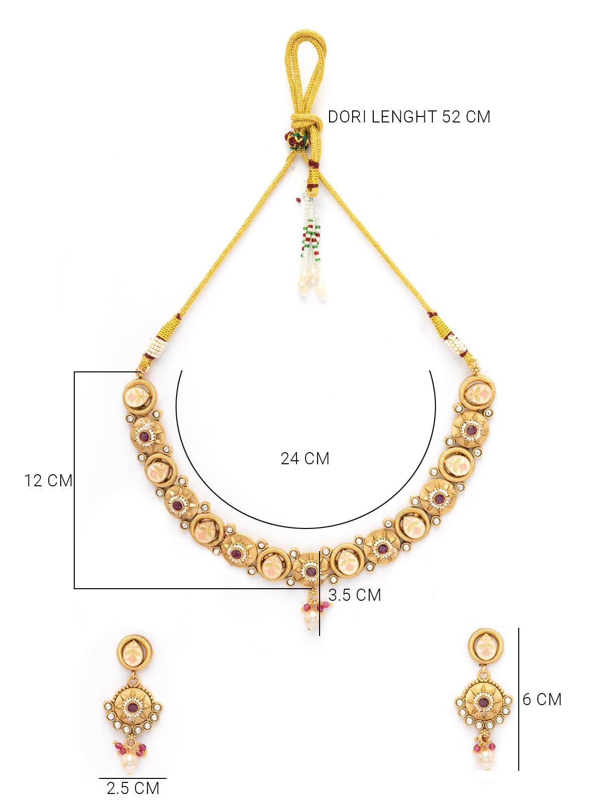 Sukkhi Festive Style Meenakari Work Gold Plated Red White Stones Choker Necklace Set with Dangle Earring Jewellery For Women|NS106981