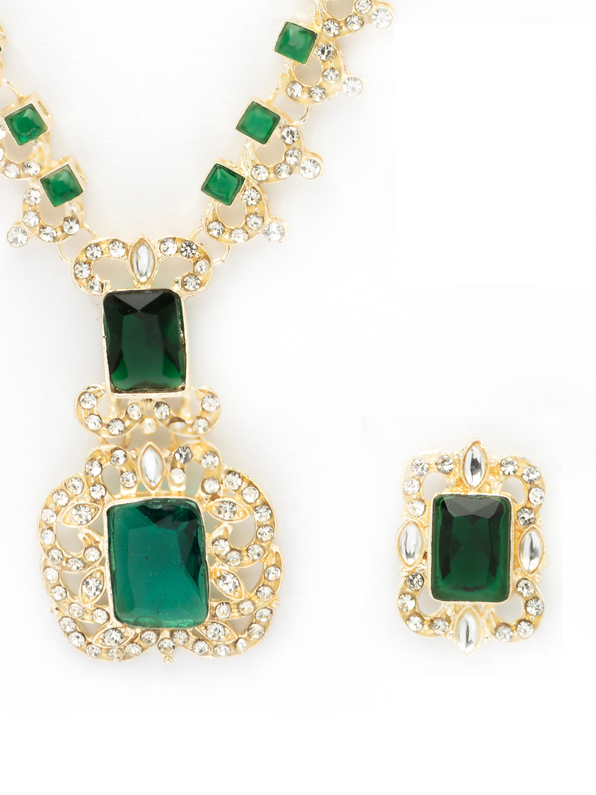 Sukkhi Classic Latest Stylish Design Green Long Necklace with Studs Earring Jewellery Set for Women (NS106999)