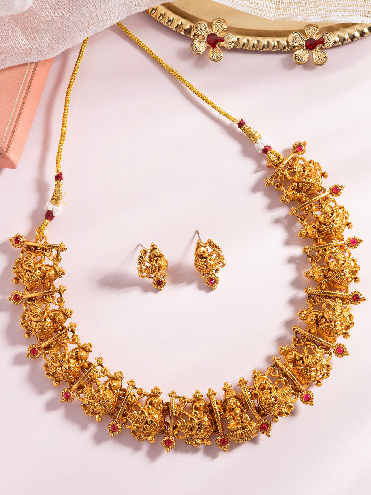 Sukkhi Indian Ethnic Peacock Design Gold Plated Choker Necklace Set With Studs Earring Jewellery for Women|NS107078
