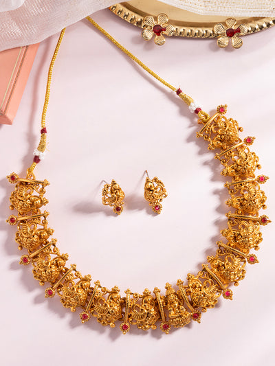 Sukkhi Indian Ethnic Peacock Design Gold Plated Choker Necklace Set With Studs Earring Jewellery for Women|NS107078