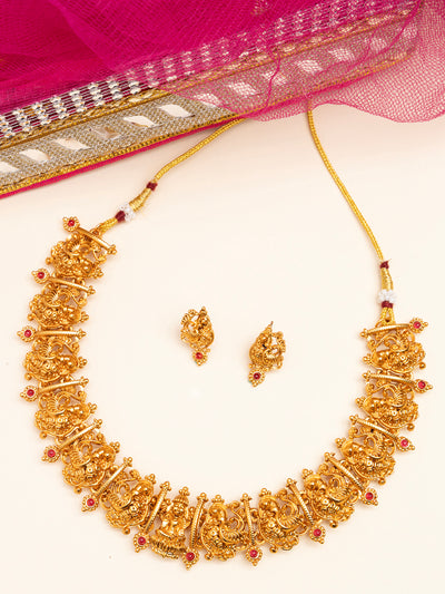 Sukkhi Indian Ethnic Peacock Design Gold Plated Choker Necklace Set With Studs Earring Jewellery for Women|NS107078