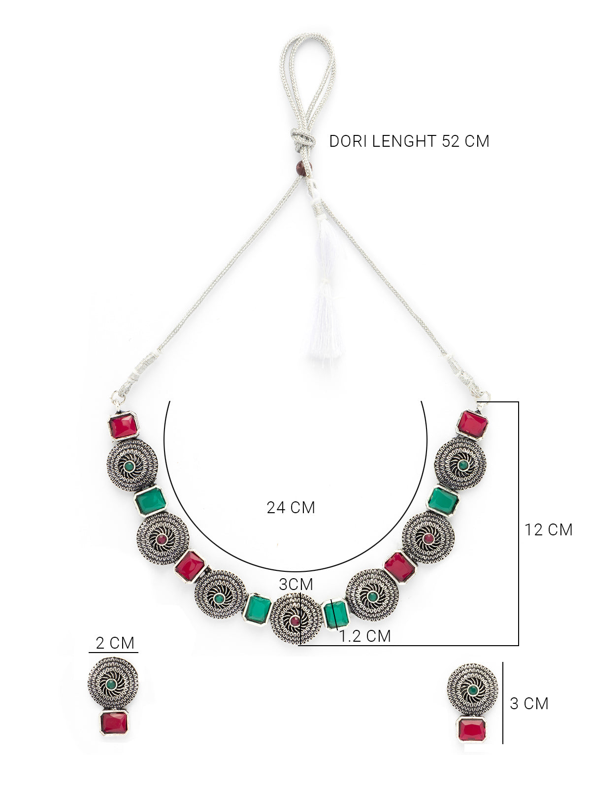 Sukkhi Bewitching Stylish Oxidized Silver Plated Round Shaped Choker Necklace Set With Studs Earring Jewellery For Women & Girls|NS107079