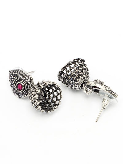 Sukkhi Classical Laxmi Design Silver Oxidised Plated Choker Necklace Set & Jhumka/Jhumki Earring Jewellery Set for Women & Girls|NS107082