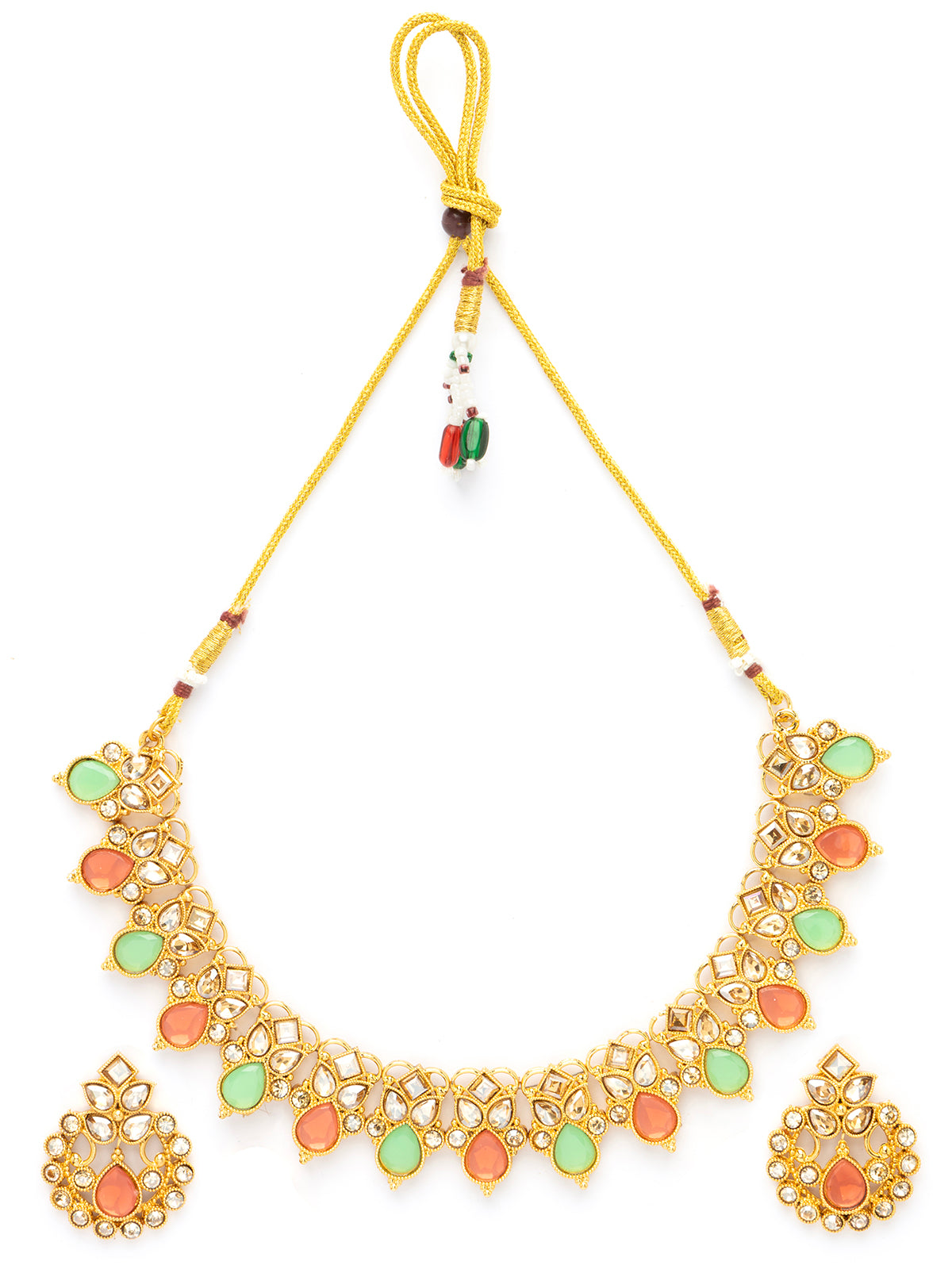 Sukkhi Bewitching Crystal Stone Studded Drop Style Choker Necklace Set with Drop Earring Jewellery for Women|NS107083