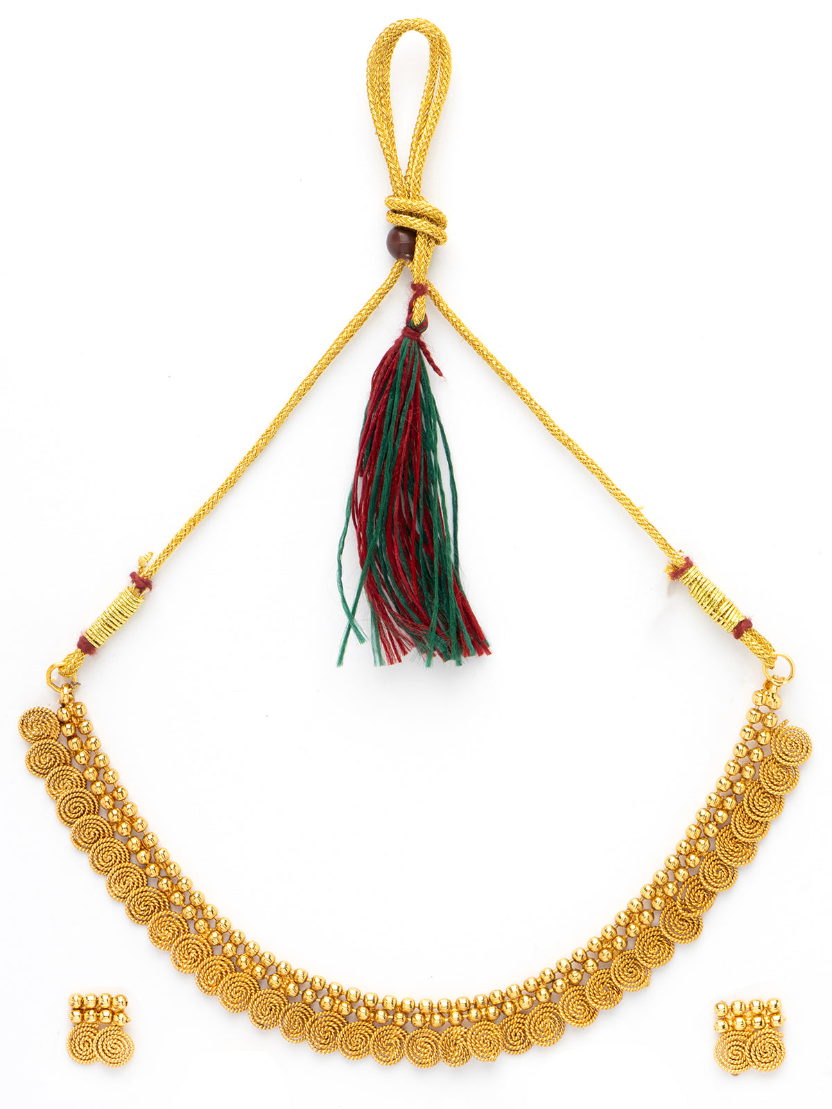 Sukkhi Classic Gold Plated Jalebi Style Choker Necklace Set With Studs Earring Jewellery for Women & Girls|NS107085