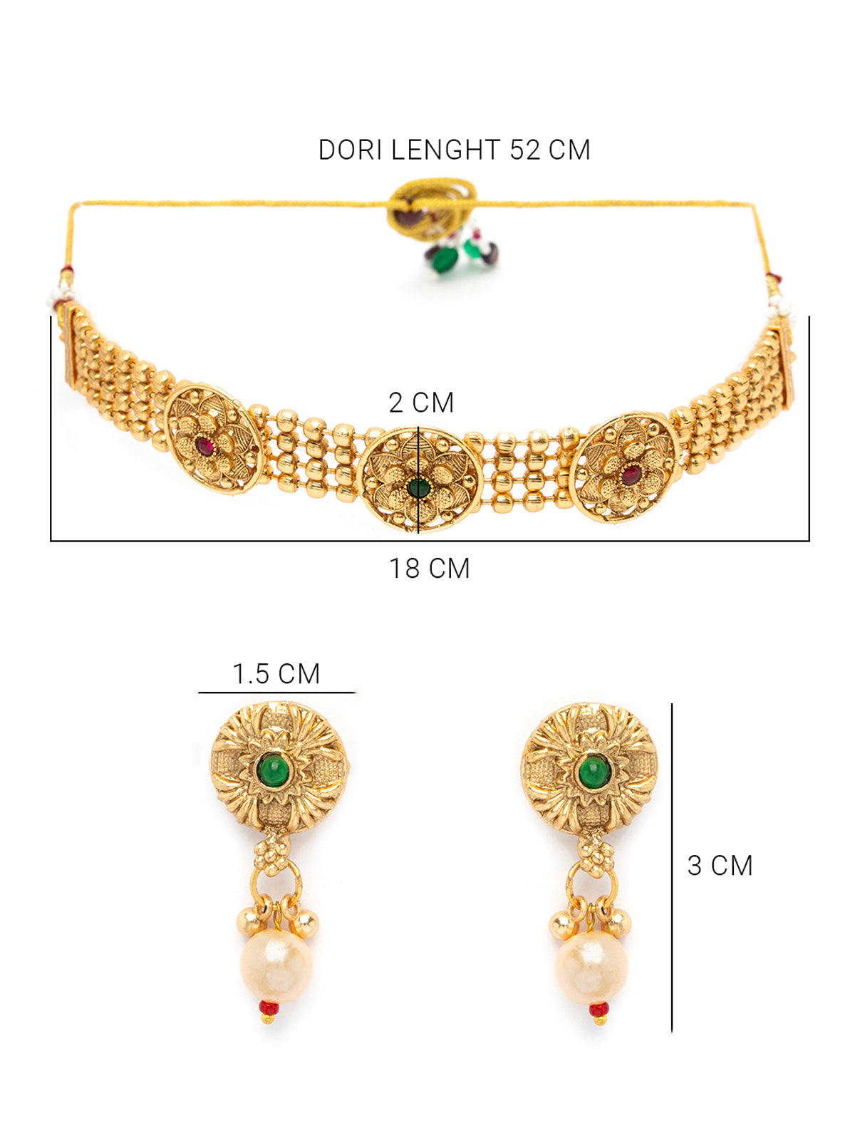 Sukkhi Lavish Gold Plated Floral AD Stone Studded Choker Necklace Set with Drop Earring Jewellery for Women & Girls|NS107086