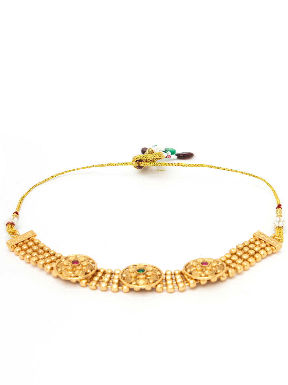 Sukkhi Lavish Gold Plated Floral AD Stone Studded Choker Necklace Set with Drop Earring Jewellery for Women & Girls|NS107086