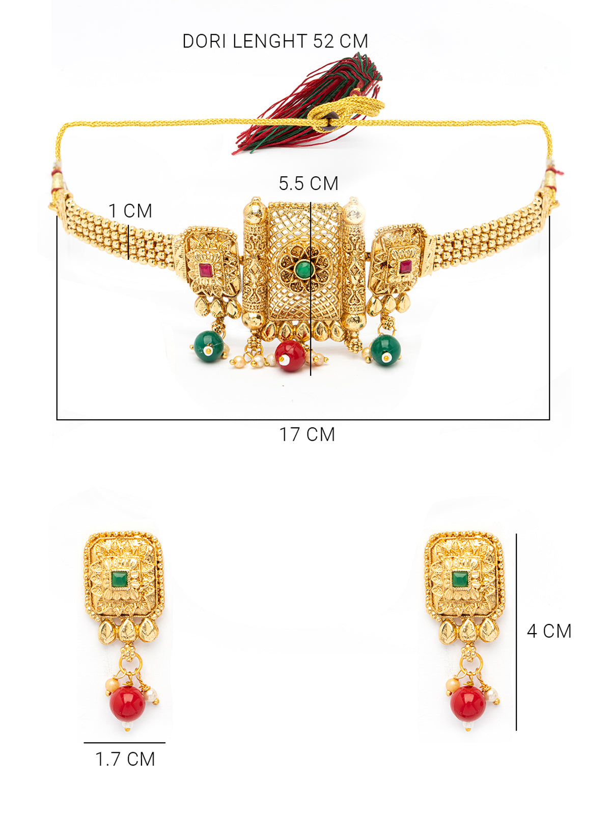 Sukkhi Indian Ethnic Gold Plated Crystal Stones Choker Necklace Set with Drop Earring Jewellery For Women|NS107088