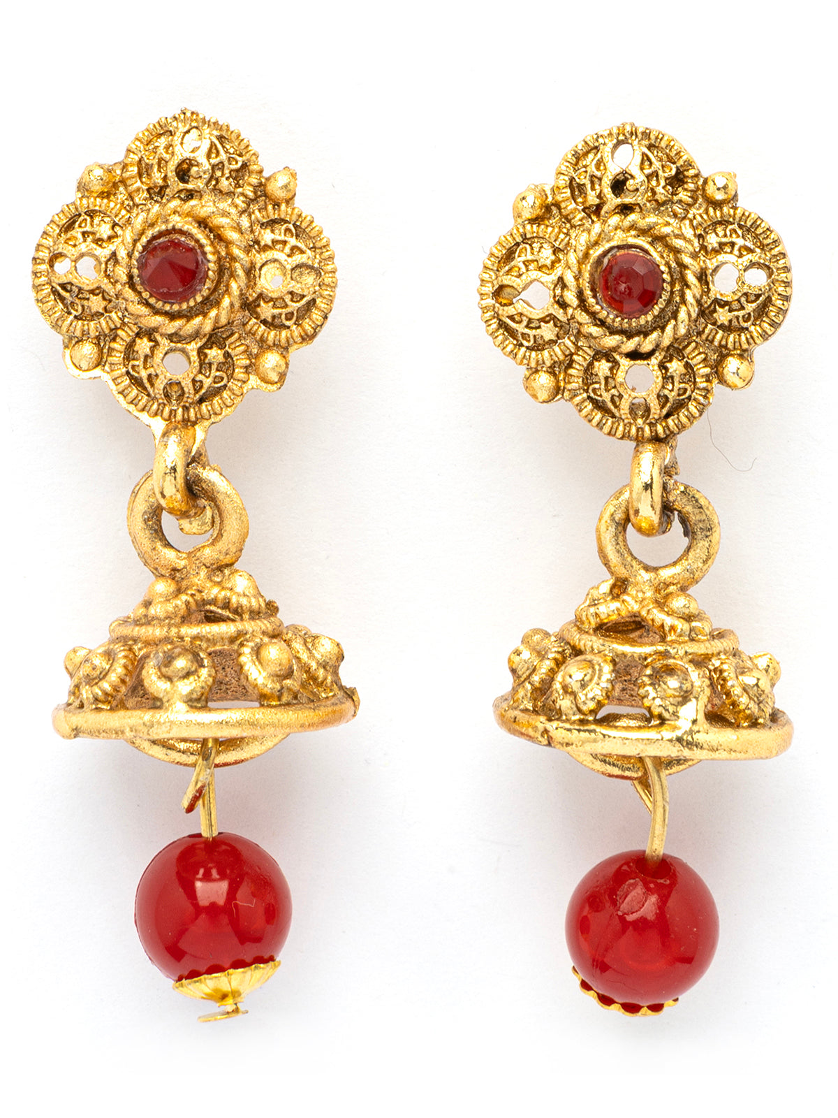 Sukkhi Rajwadi Style Gold Plated With Matte Finish Long Layer Necklace & Jhumka/Jhumki Earring  Jewellery For Women|NS107089