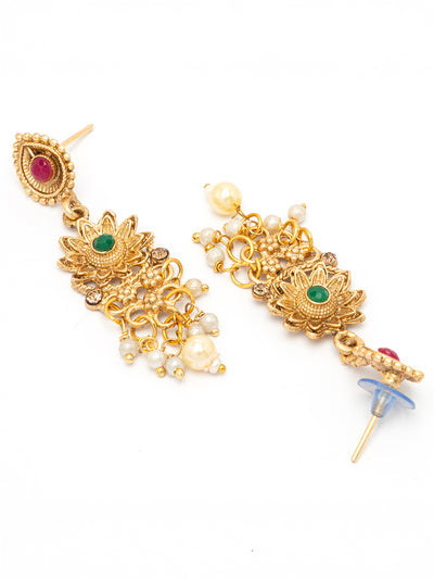 Sukkhi Classic Traditional Gold Plated With Matte Finish Peacock Shaped Long Necklace Set & Jhumka/Jhumki Earring Jewellery For Women|NS107091