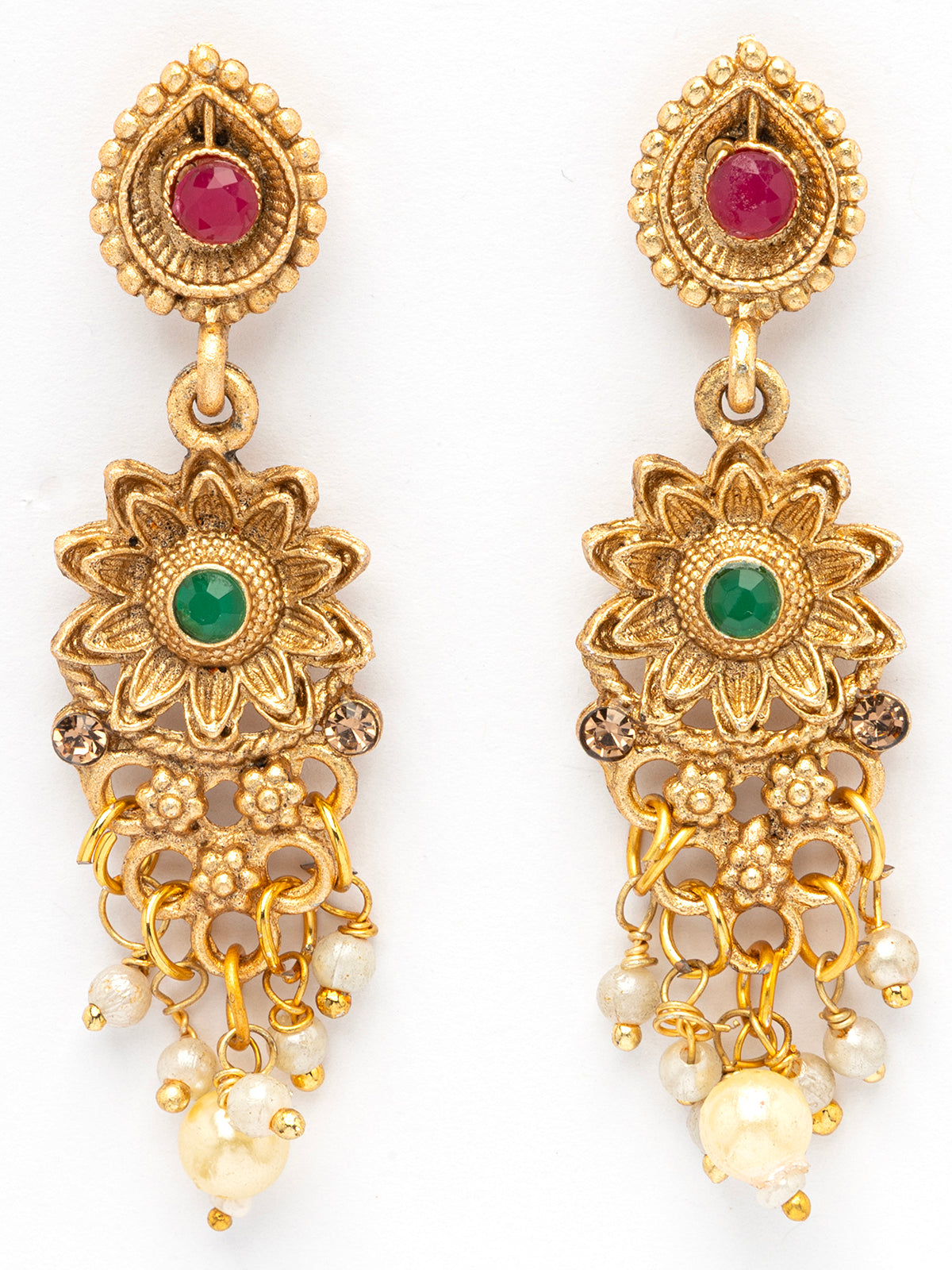 Sukkhi Classic Traditional Gold Plated With Matte Finish Peacock Shaped Long Necklace Set & Jhumka/Jhumki Earring Jewellery For Women|NS107091
