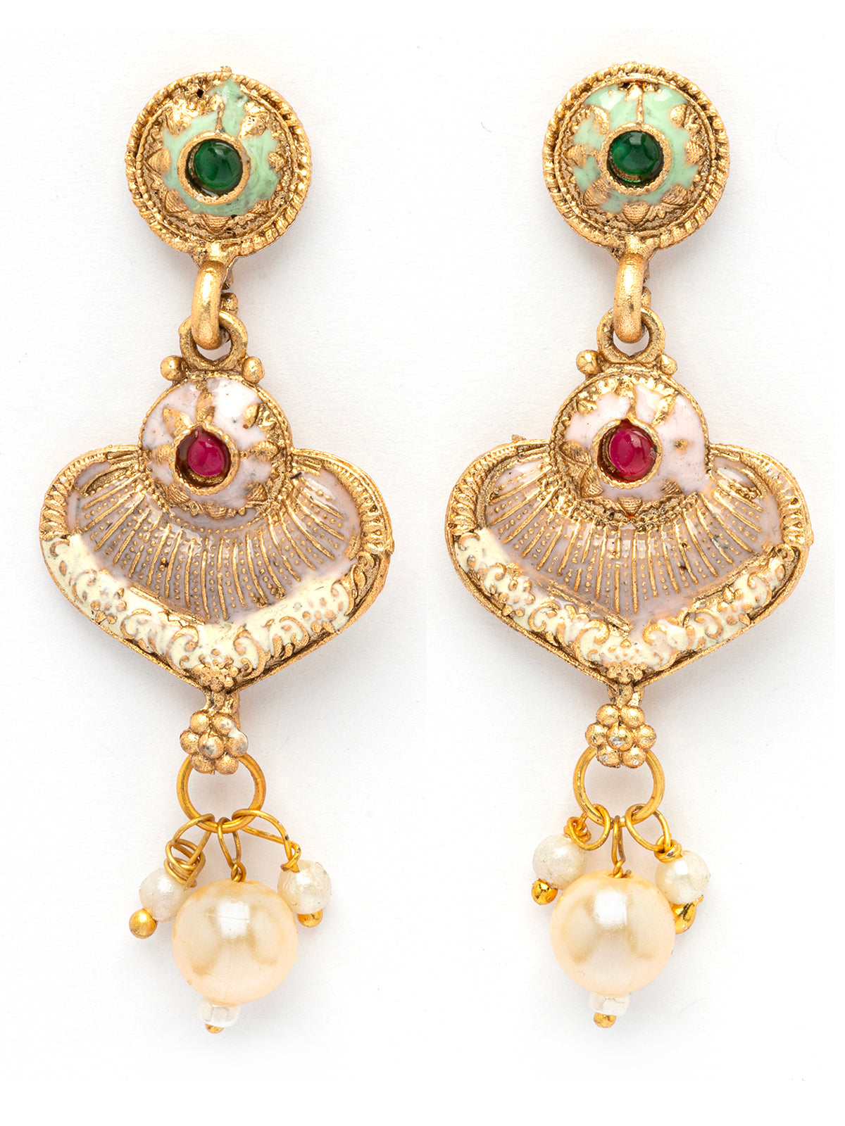 Sukkhi Decent Traditional Gold Plated With Matte Finish Long Necklace Set & Dangle Earring Jewellery For Women|NS107092