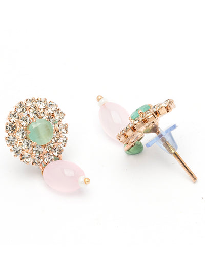 Sukkhi Unique Fashionable AD Stones With Pearl Gold Plated Multistand Necklace Set & Drop Earring Jewellery for Women| NS107093