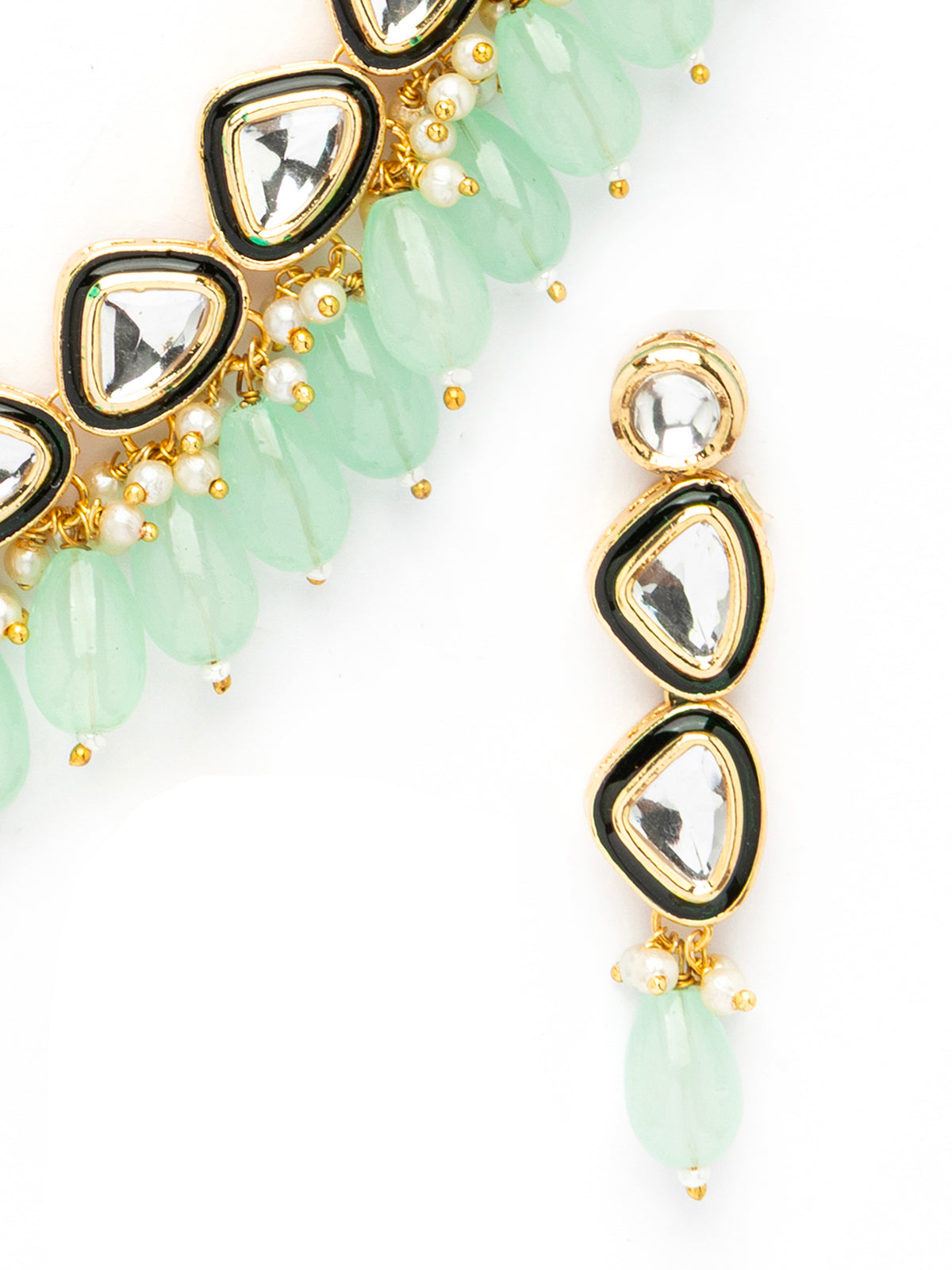 Sukkhi Iconic Gold Plated Kundan Studded Meenakari Work Choker Necklace Set with Drop Earring Jewellery for Women|NS107095