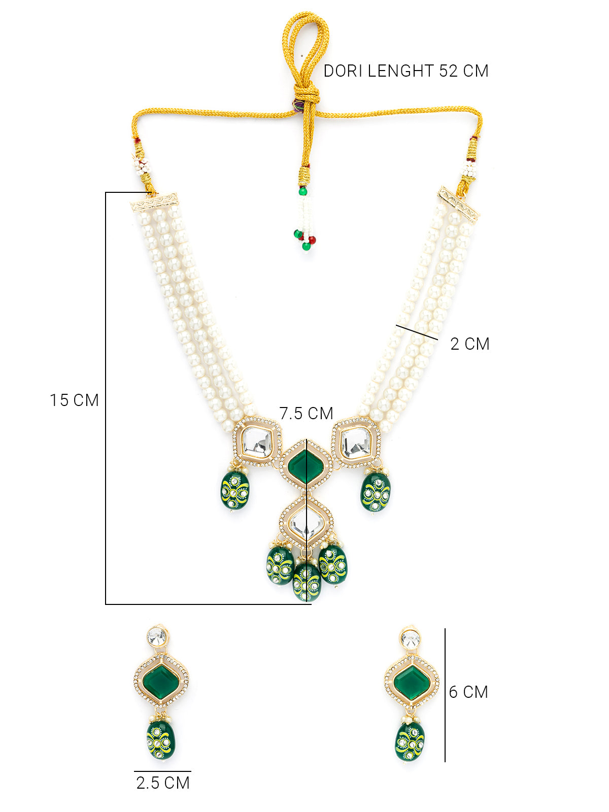 Sukkhi Creative Crystal Stone Studded Gold Plated Multi Strip Pearl Necklace Set with Drop Earring Jewellery for Women|NS107096