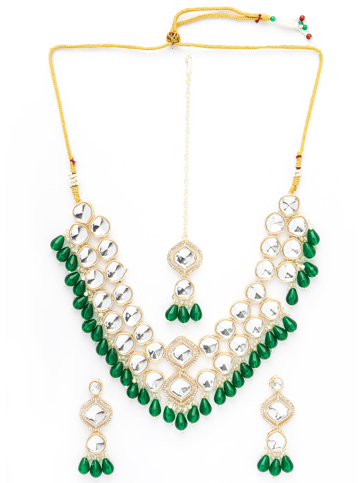 Sukkhi Graceful Gold Plated Crystal Stones Studded Green Choker Necklace Set & Dangle Earring Jewellery for Women|NS107097