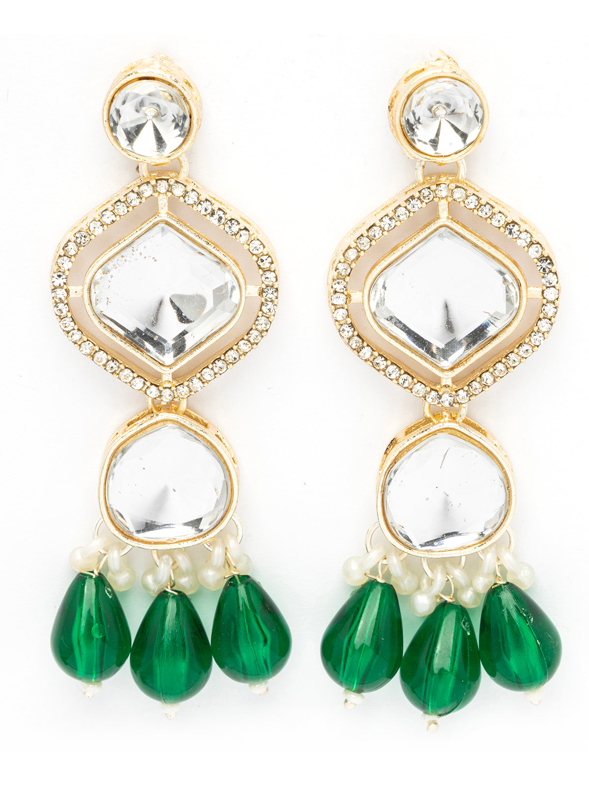 Sukkhi Graceful Gold Plated Crystal Stones Studded Green Choker Necklace Set & Dangle Earring Jewellery for Women|NS107097