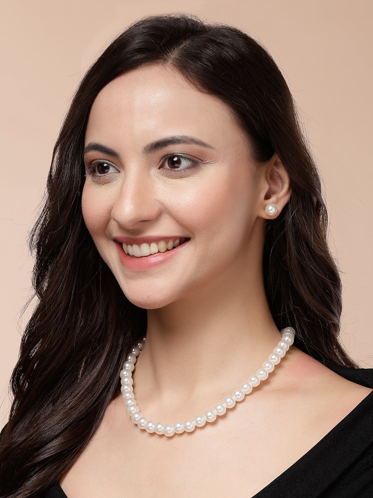 Scintillare By Sukkhi Eye-Catchy Faux Pearls Moti Mala Necklace With Matching Pearl Studs Earring Jewellery Set For Women & Girls|NS107290