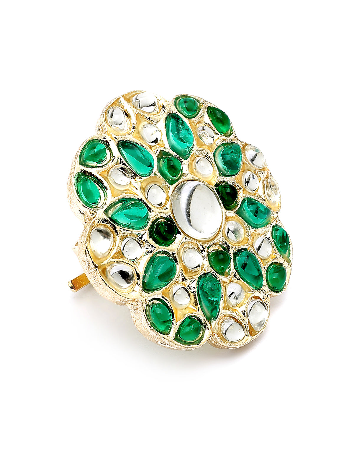Sukkhi Versatile Fashion Design Gold Plated Kundan with Multilayers Green Necklace & Drop Earring & Ring Jewellery Set For Women  & Girls|NS107348