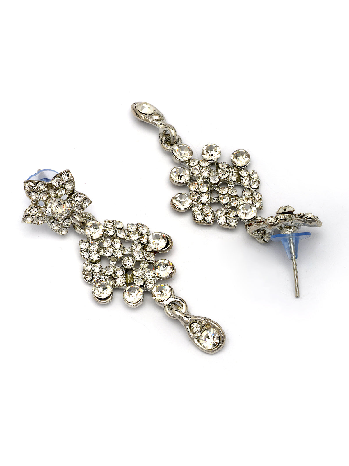 Sukkhi Splendid Fashionable Rhodium Silver Plated with AD Stone Studded Choker Necklace with Dangle Earring Maantikka Jewellery Set for Women & Girls|NS107350