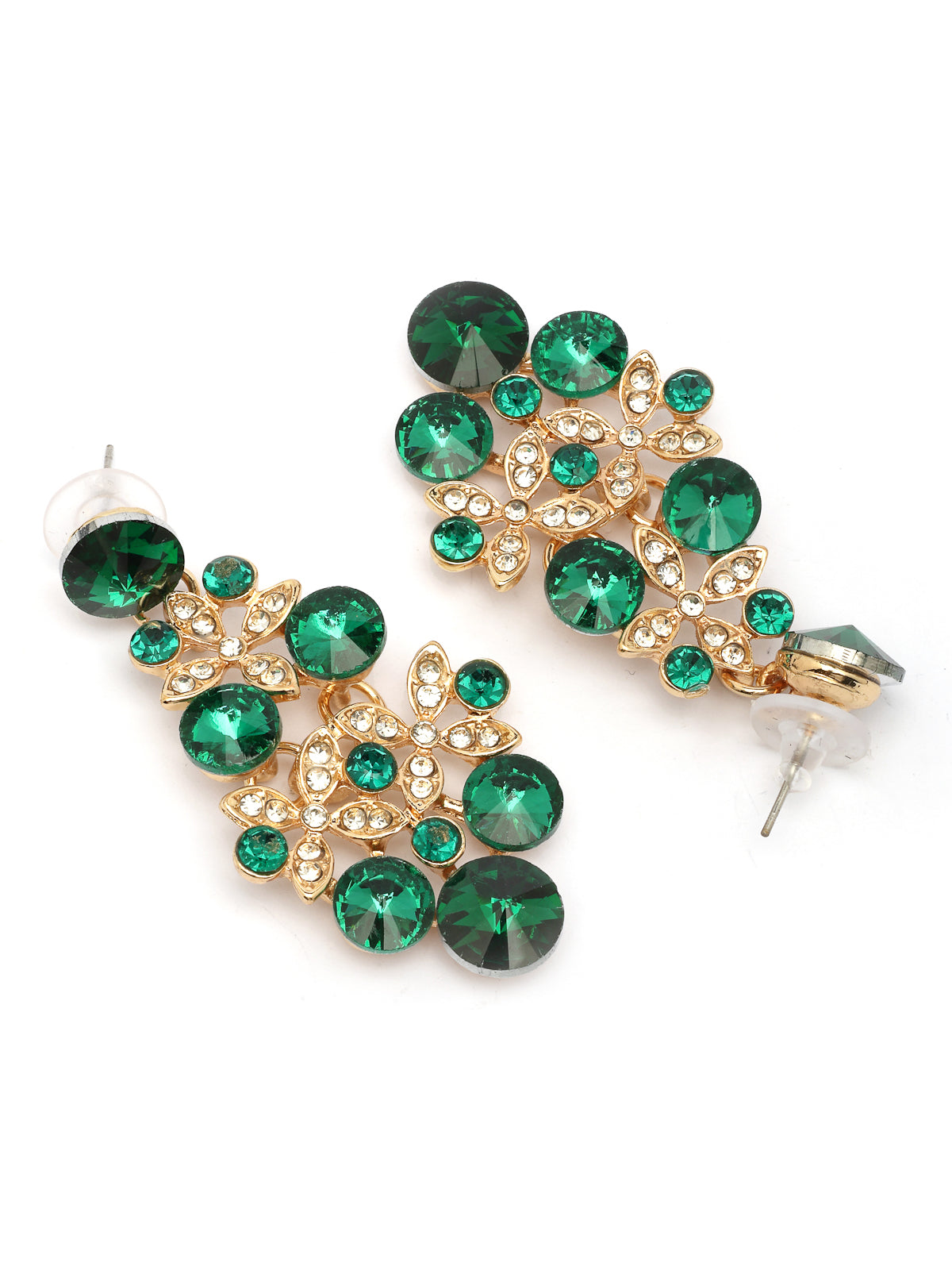 Sukkhi Inspiring Fashionable AD Stone Diamond Studded Gold Plated Green Choker Necklace with Dangle Earring Jewellery Set For Women & Girls|NS107352