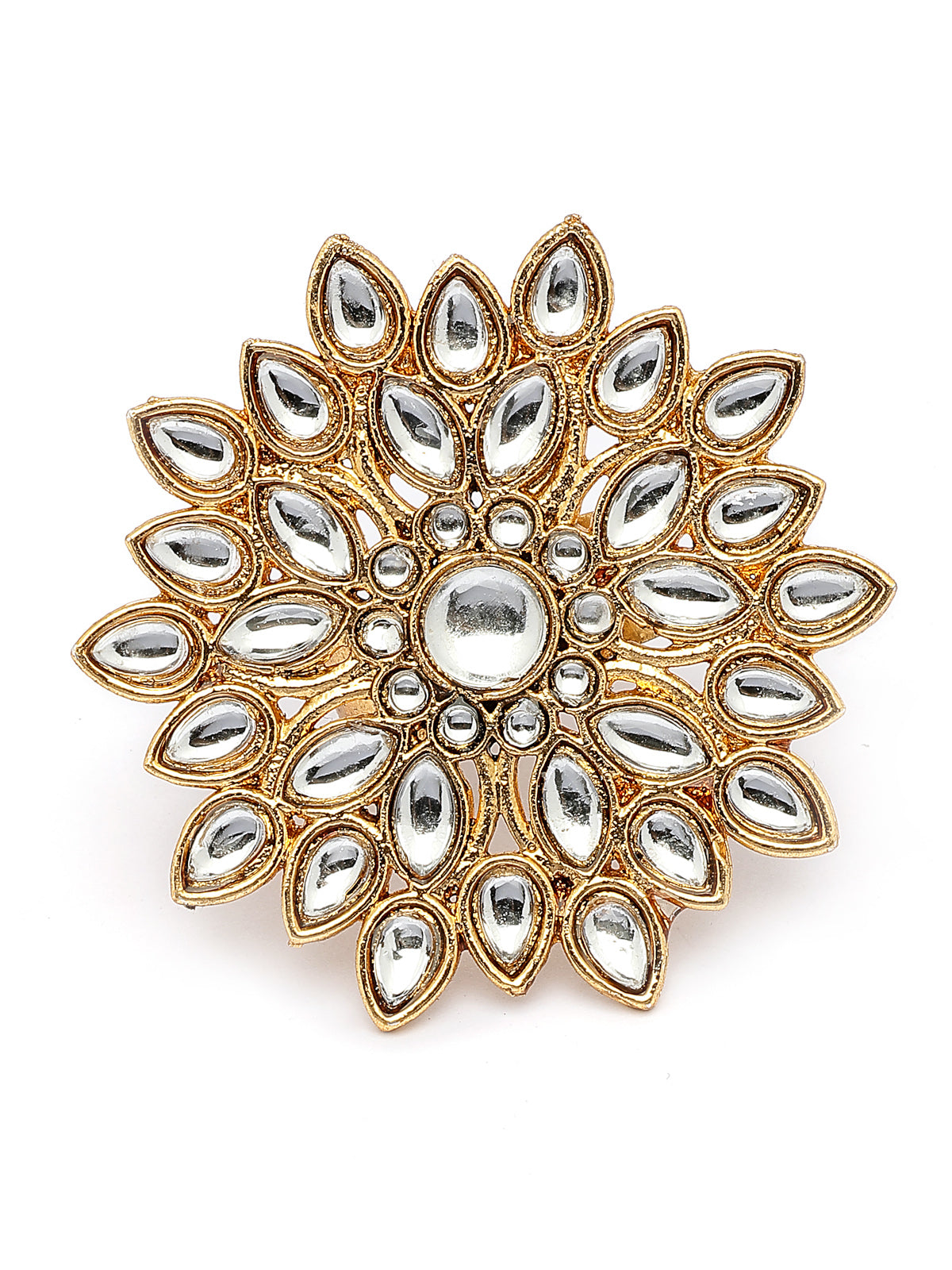 Sukkhi Trendy Fashionable Gold Tone Plated Kundan & Beads Studded White Choker Necklace with Jhumka/Jhumki Earring Maangtikka & Ring Jewellery Set For Women & Girls|NS107354