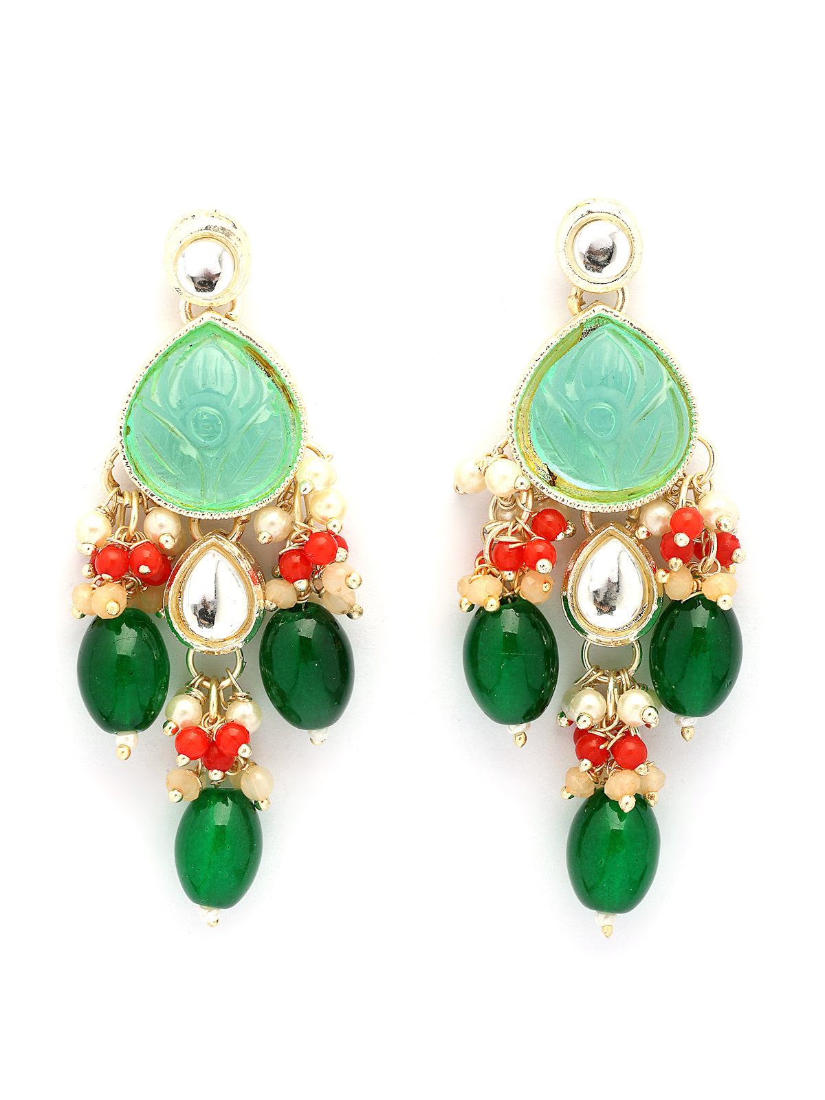 Sukkhi Glamorous Fashion Style Gold Plated Multicolor Stones & Beads Multistrand Beads Kundan Choker Necklace with Drop Earring & Ring Jewellery Set For Women & Girls|NS107357