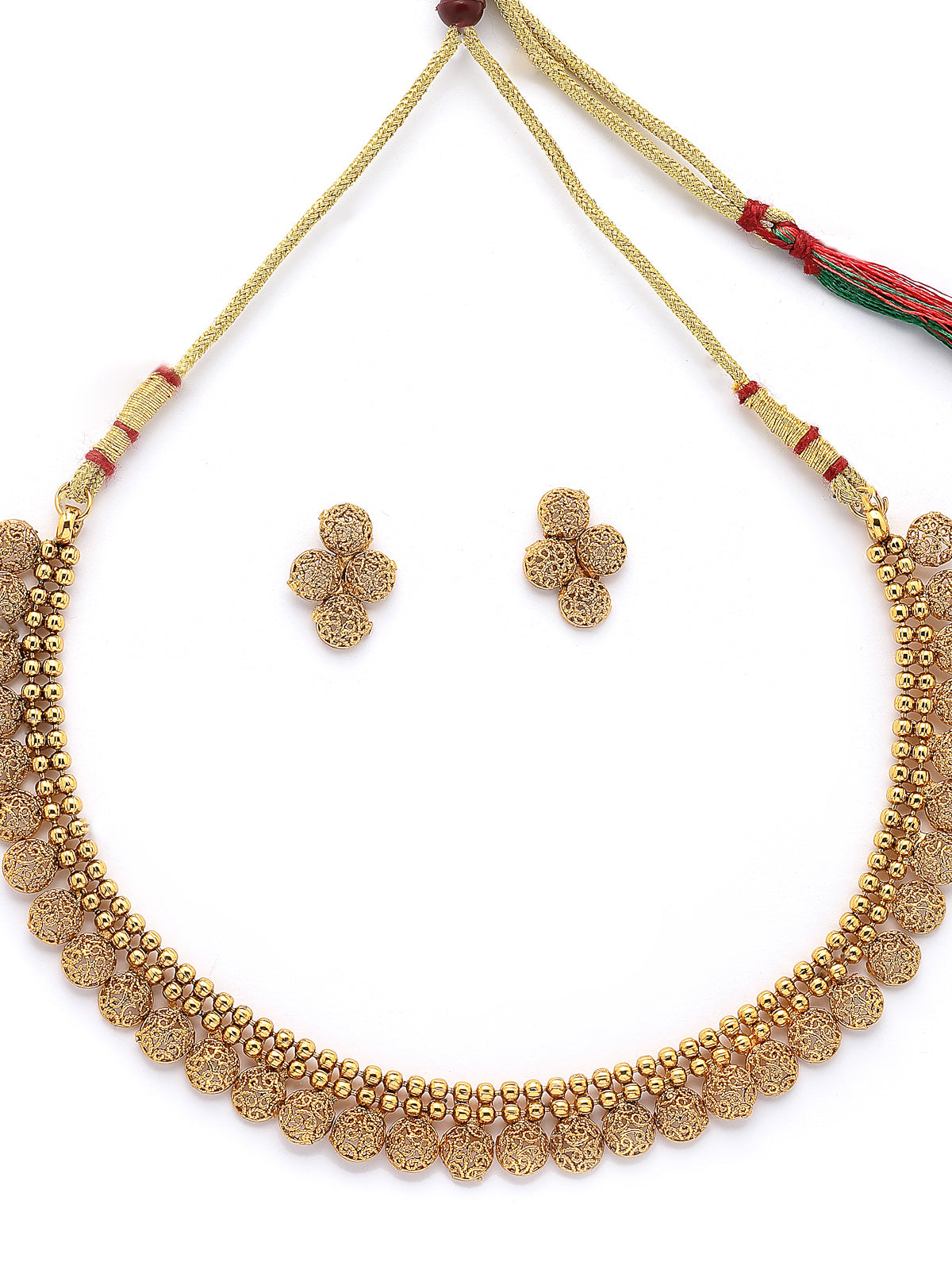 Sukkhi Ethnic Style One Gram Gold Plated with Filigree Design Choker Necklace & Studs Earrings Jewelley Set for Women & Girls |NS107366