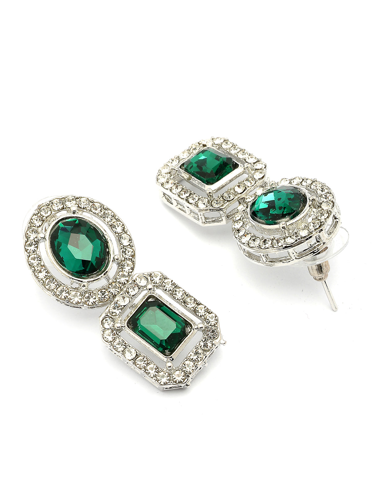 Sukkhi Dazzling Fashionable AD Stone Diamonds Embellished Geometry Shaped Green Choker Necklace with Drop Earrings Jewellery For Women & Girls|NS107367