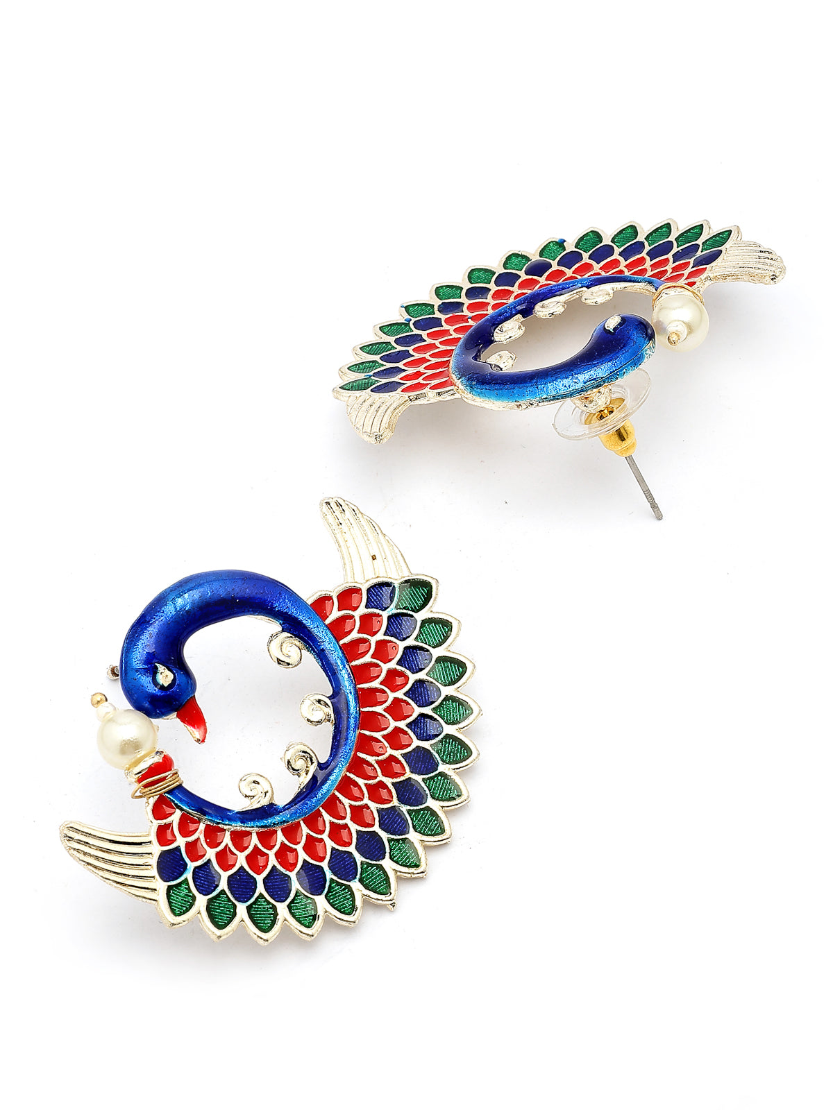 Sukkhi Attractive Stylish Multicolor Meenakari work with Gold Plated Peacock Inspired Multistrand Faux Pearls Choker Necklace with Earring & Ring Jewellery Set For Women & Girls|NS107368