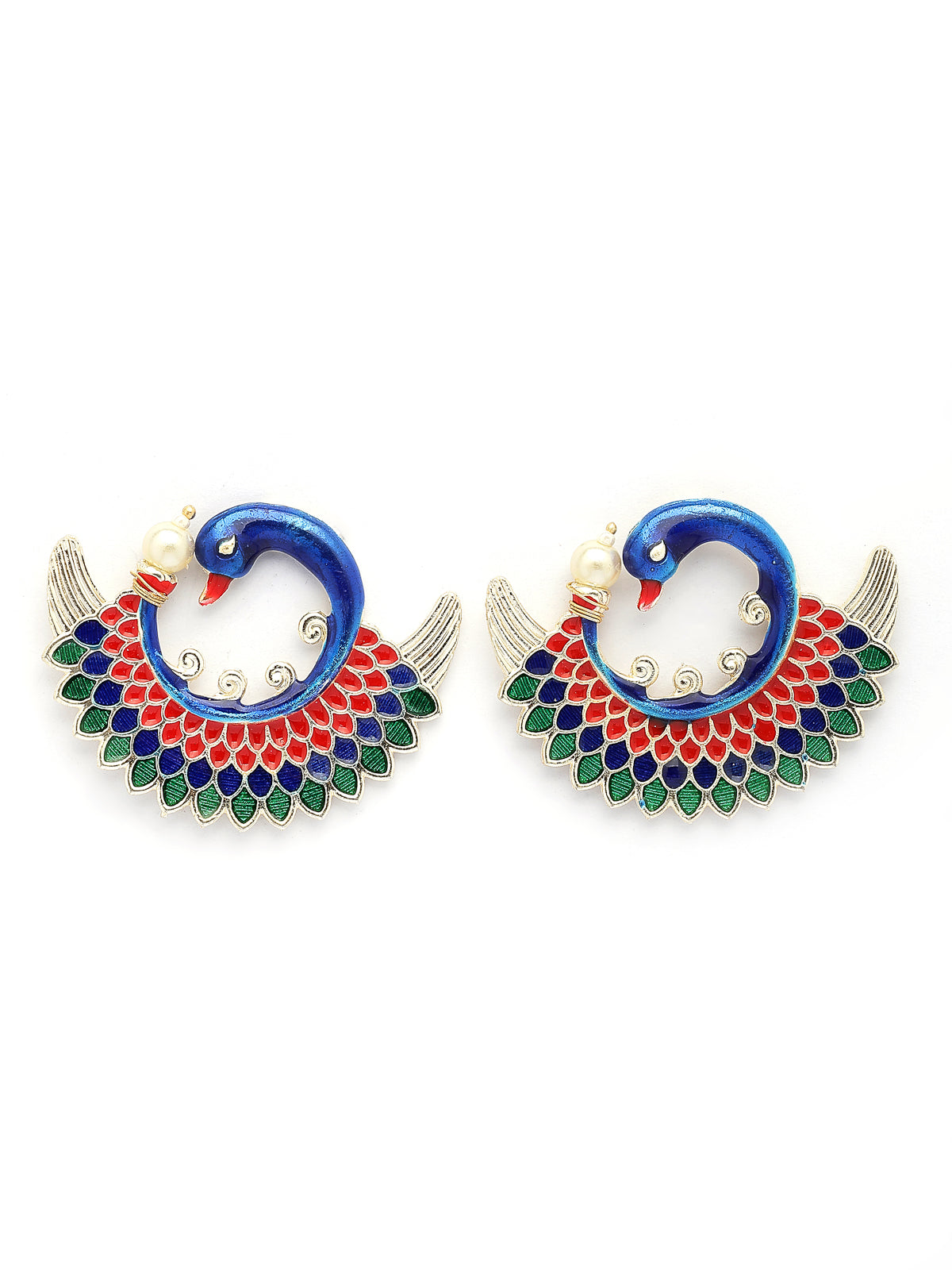 Sukkhi Attractive Stylish Multicolor Meenakari work with Gold Plated Peacock Inspired Multistrand Faux Pearls Choker Necklace with Earring & Ring Jewellery Set For Women & Girls|NS107368