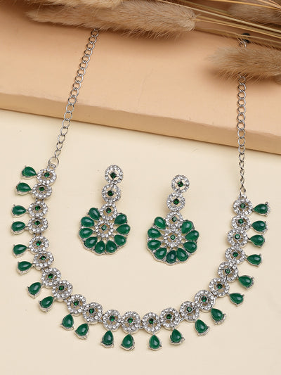 Sukkhi Elegant Fashion Design Kundan & American Diamond Studded Choker Necklace with Dangle Earrings Jewellery For Women & Girls