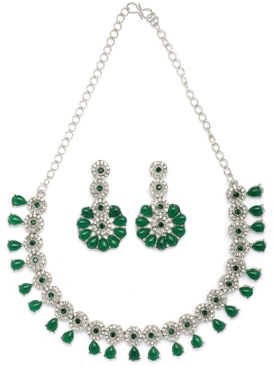 Sukkhi Elegant Fashion Design Kundan & American Diamond Studded Choker Necklace with Dangle Earrings Jewellery For Women & Girls