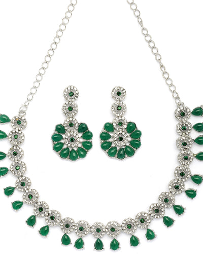 Sukkhi Elegant Fashion Design Kundan & American Diamond Studded Choker Necklace with Dangle Earrings Jewellery For Women & Girls