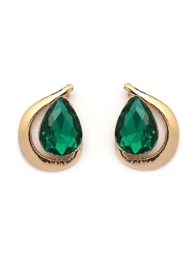 Sukkhi Celebrity Inspired Stylish AD Stone Studded Gold Plated Green Drop Style Choker Necklace With Studs Earring Jewellery Set for Women & Girls|NS107381