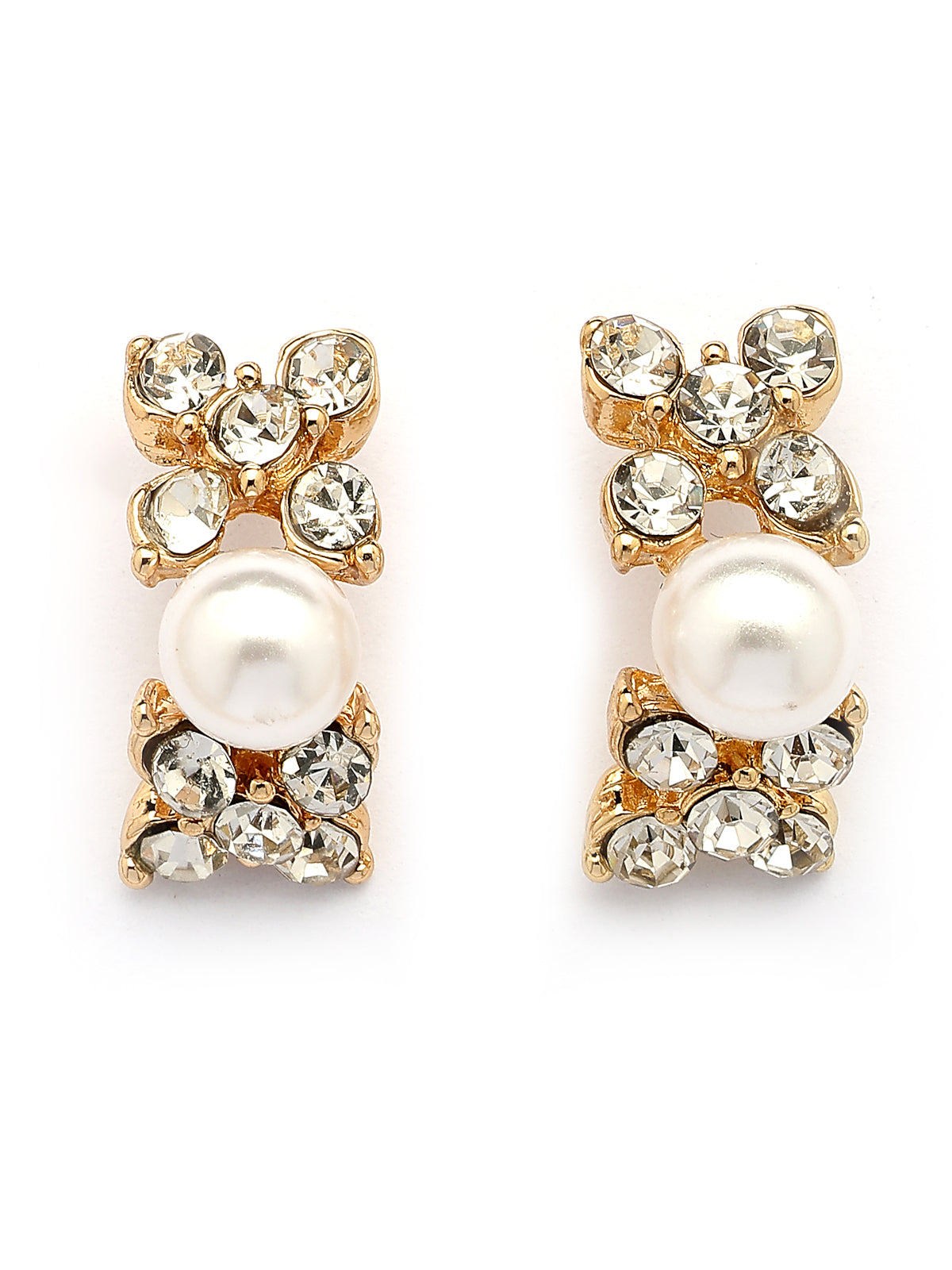 Sukkhi All-Season Stylish Design Gold Plated Faux Pearls Studded White Choker Necklace with Studs Earring Jewellery Set For Women & Girls|NS107382