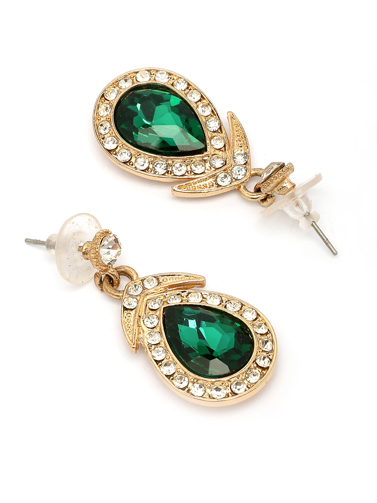 Sukkhi Flawless Fashion Design Gold Plated AD Stones Studded Green Choker Necklace with Drop Earrings Jewellery Set for Women & Girls|NS107383