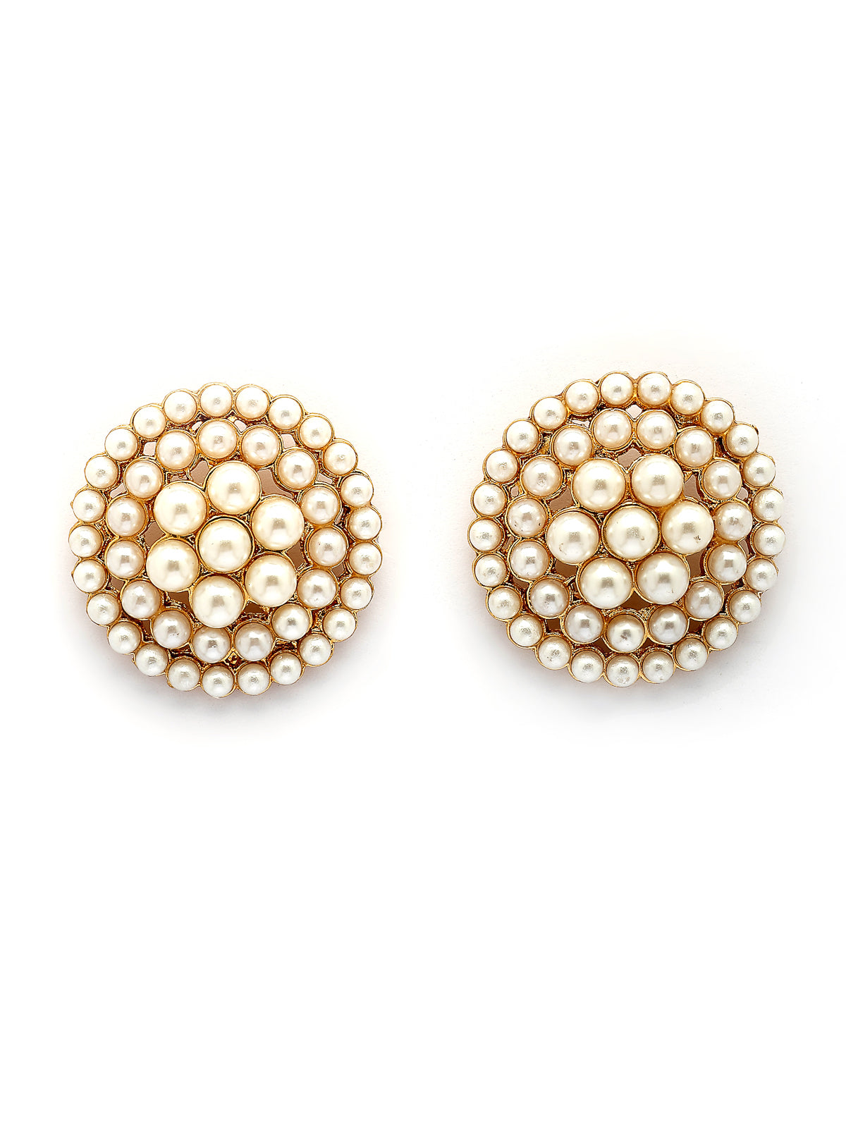 Sukkhi Beautiful Bright Gold Plated Handmade Multilayer Pearls Choker Necklace with Studs Earring Jewellery Set For Women & Girls|Perfect for All Occasions|NS107385