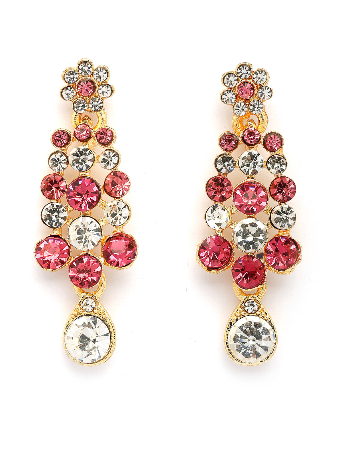 Sukkhi Elegant Fashion Design Gold Plated AD Stones Studded Pink Choker Necklace with Dangle Earring Jewellery For Women & Girls| Best Suited for All Occasions|NS107388