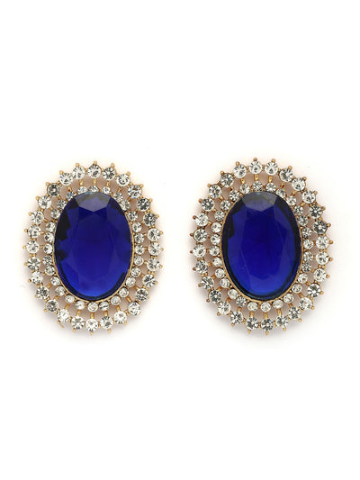 Sukkhi Eye-Catchy Gold Plated with Multi String Faux Pearls Blue Choker Necklace with Studs Earring Jewellery Set For Women & Girls|NS107389