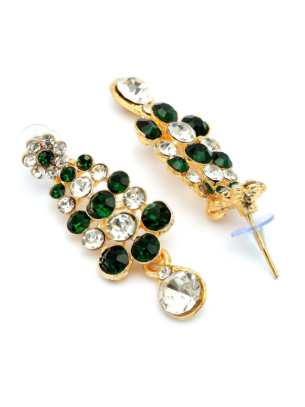 Sukkhi Elegant Fashion Design Gold Plated AD Stones Studded Green Choker Necklace with Dangle Earring Jewellery For Women & Girls| Best Suited for All Occasions|NS107391