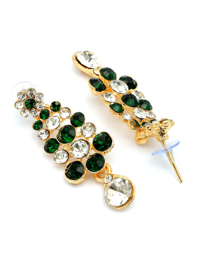 Sukkhi Elegant Fashion Design Gold Plated AD Stones Studded Green Choker Necklace with Dangle Earring Jewellery For Women & Girls| Best Suited for All Occasions|NS107391