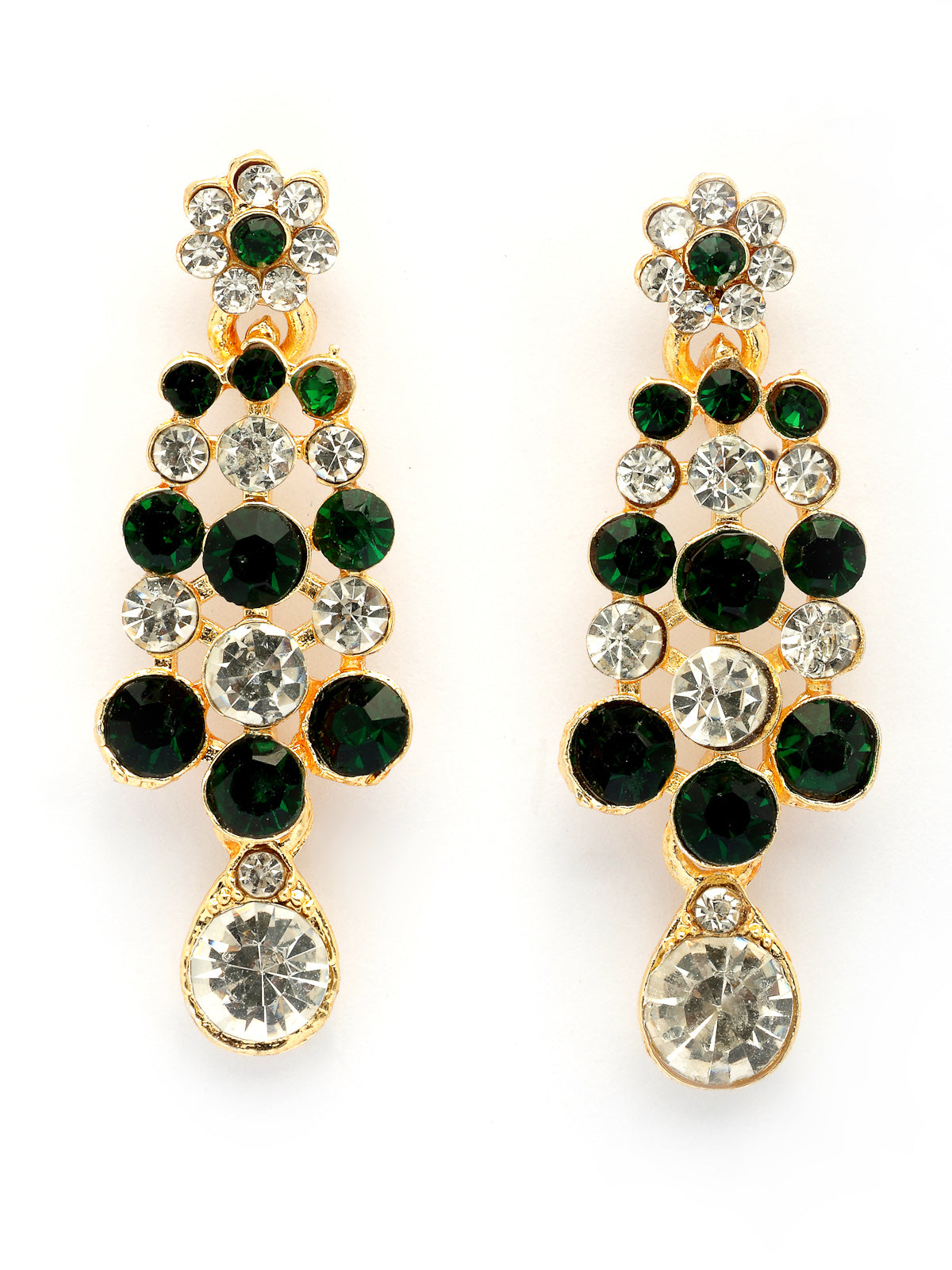 Sukkhi Elegant Fashion Design Gold Plated AD Stones Studded Green Choker Necklace with Dangle Earring Jewellery For Women & Girls| Best Suited for All Occasions|NS107391