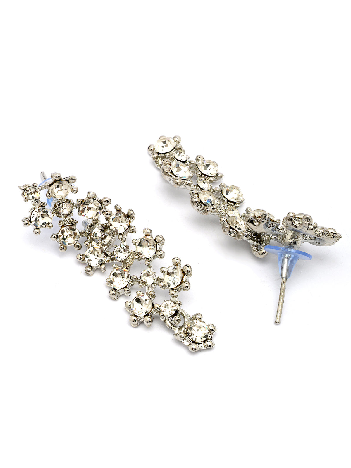 Sukkhi Attractive AD Diamond Studded Rhodium Silver Plated Choker Necklace with Dangle Earring Jewellery Set For Women & Girls|Best Suits for All Festive Occasions|NS107397