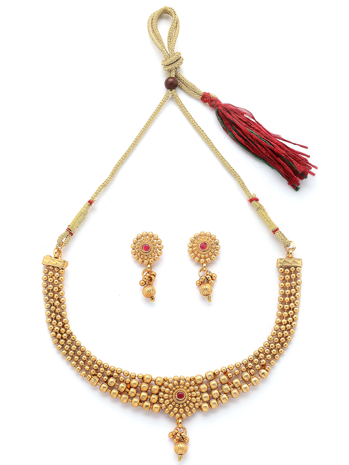 Sukkhi Classic Gold Plated Choker Necklace with Drop Earring Jewellery Set For Women & Girls|Suited for All Festive Occasions|NS107402