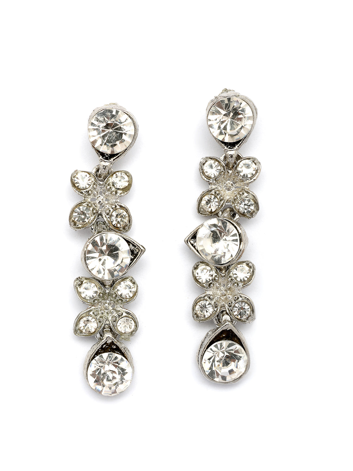 Sukkhi Princess Style AD Stone with Rhodium Plated Silver Choker Necklace with Drop Earring Jewellery Set For Women & Girls|NS107407