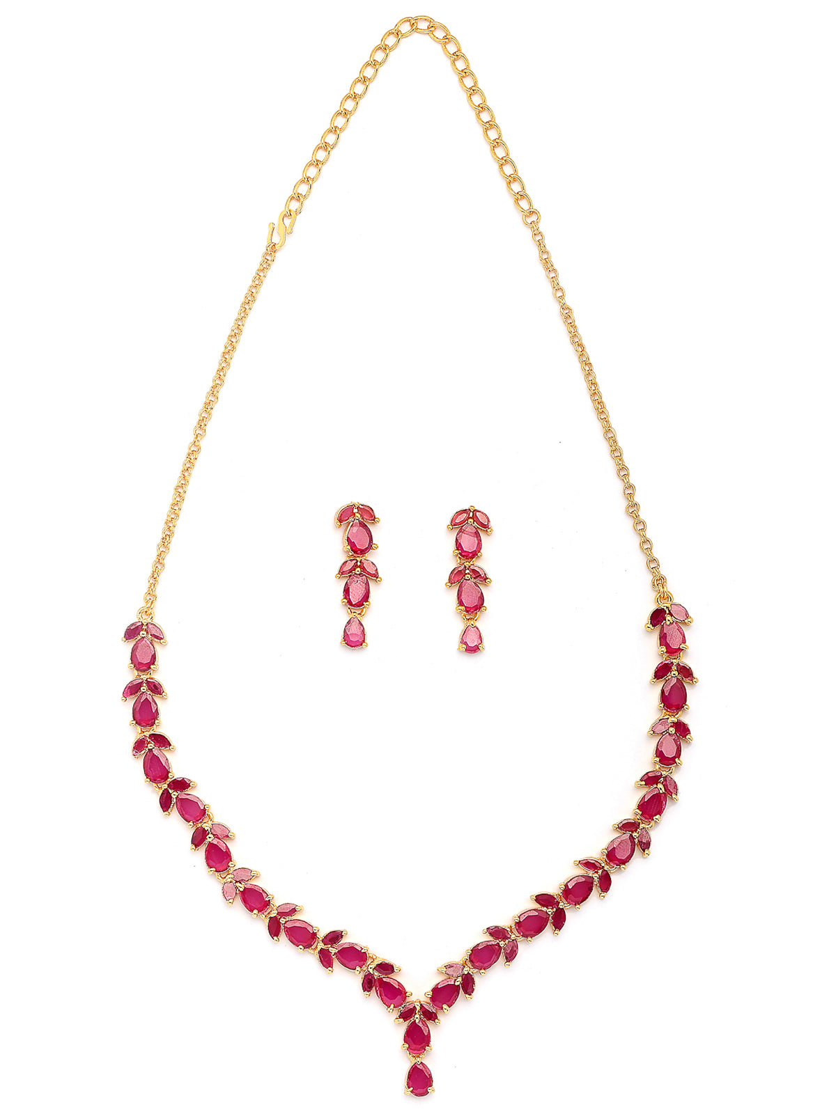 Sukkhi Delicate Gold Plated Ruby Choker Necklace with Drop Earring Jewellery Set For Women & Girls|NS107412